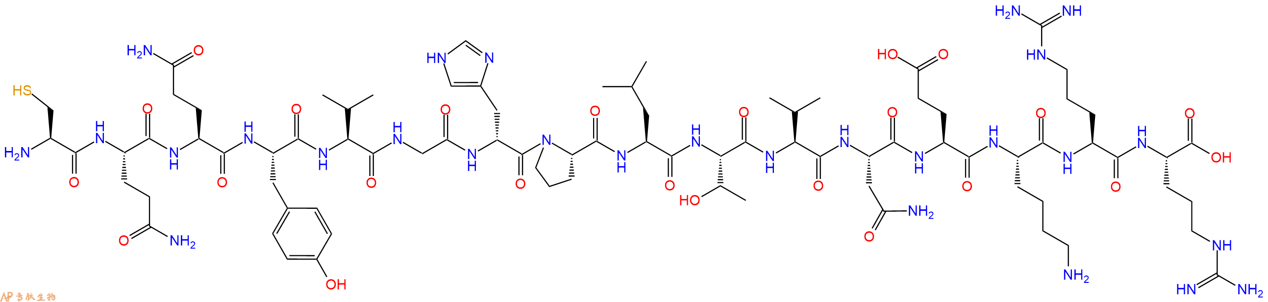 专肽生物产品H2N-Cys-Gln-Gln-Tyr-Val-Gly-DHis-Pro-Leu-Thr-Val-A
