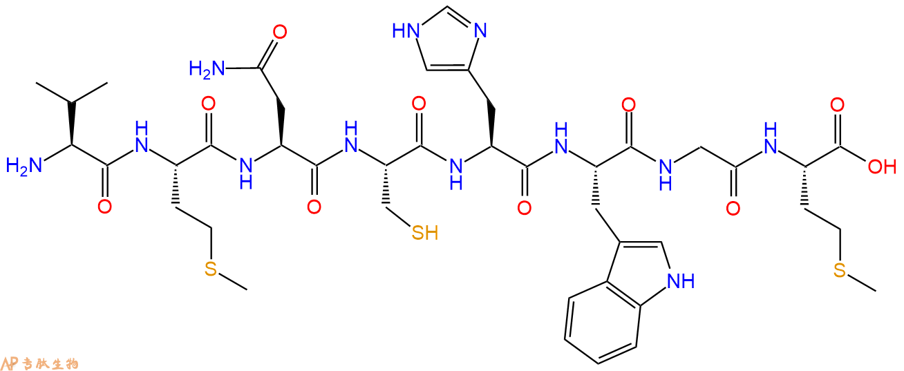 专肽生物产品H2N-Val-Met-Asn-Cys-His-Trp-Gly-Met-COOH