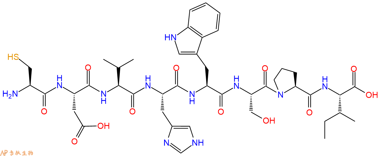 专肽生物产品H2N-Cys-Asp-Val-His-Trp-Ser-Pro-Ile-COOH