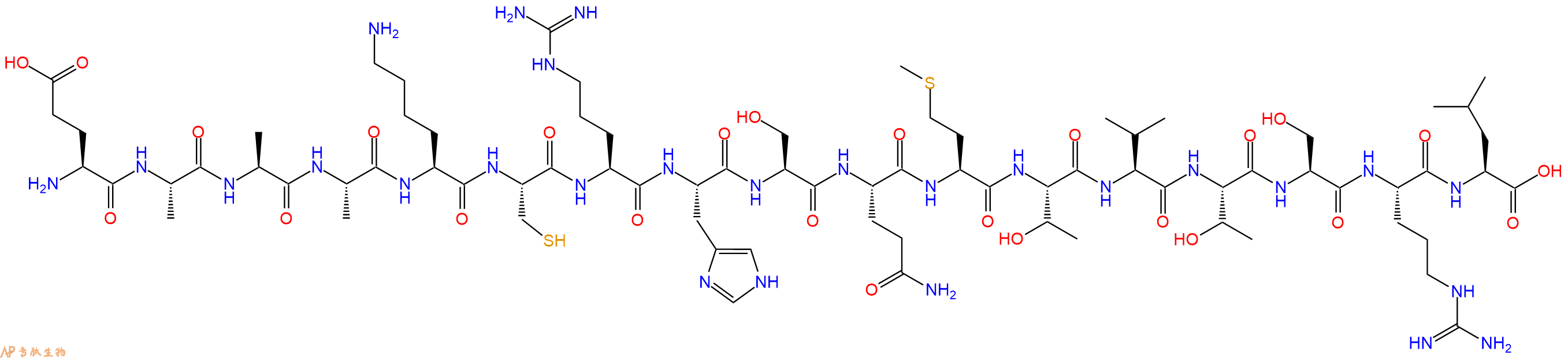 专肽生物产品H2N-Glu-Ala-Ala-Ala-Lys-Cys-Arg-His-Ser-Gln-Met-Th