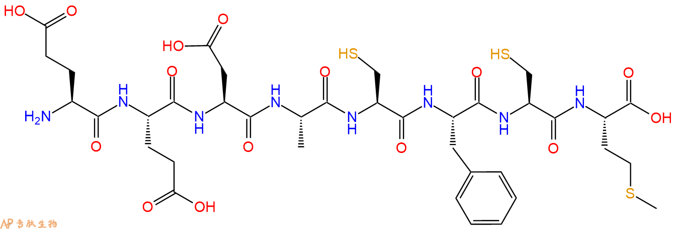 专肽生物产品H2N-Glu-Glu-Asp-Ala-Cys-Phe-Cys-Met-COOH