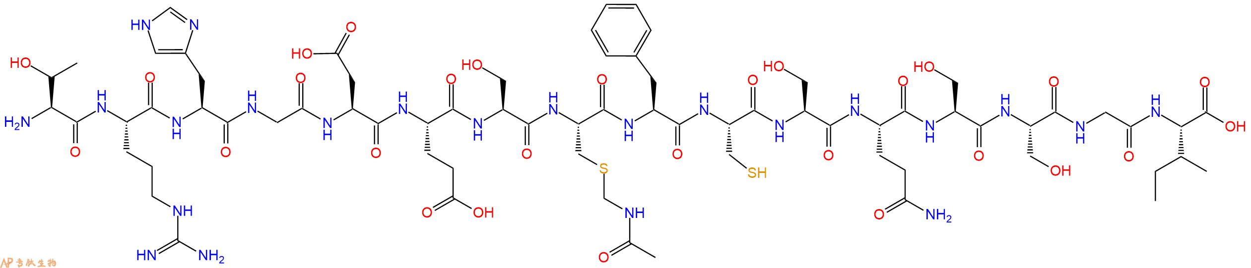 专肽生物产品H2N-Thr-Arg-His-Gly-Asp-Glu-Ser-Cys(Acm)-Phe-Cys-S