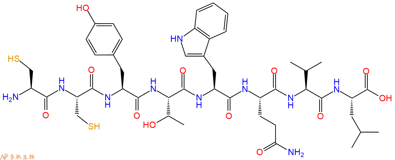专肽生物产品H2N-Cys-Cys-Tyr-Thr-Trp-Gln-Val-Leu-COOH