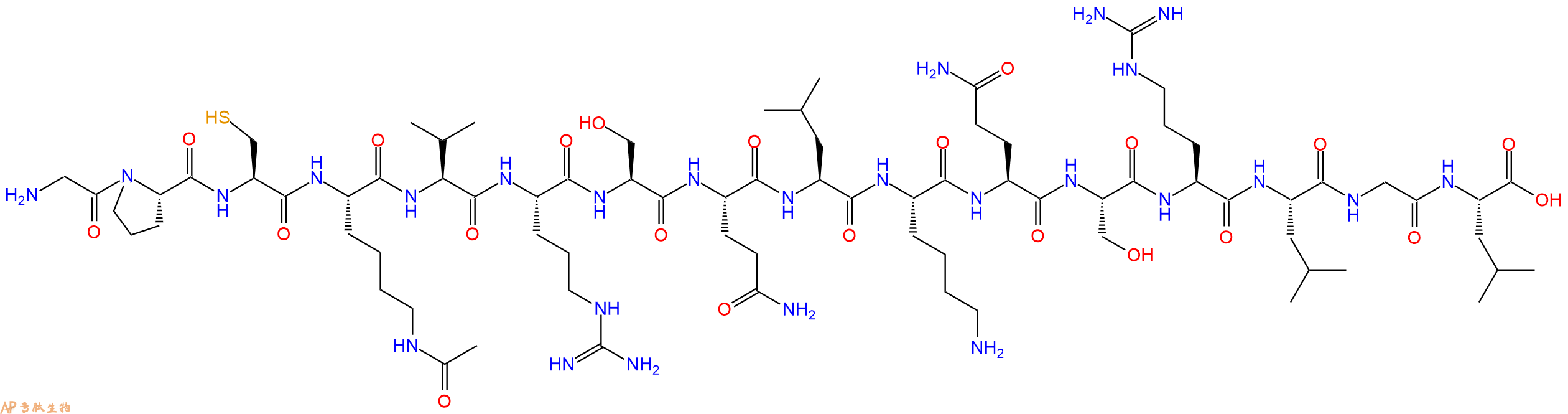 专肽生物产品H2N-Gly-Pro-Cys-Lys(Ac)-Val-Arg-Ser-Gln-Leu-Lys-Gl