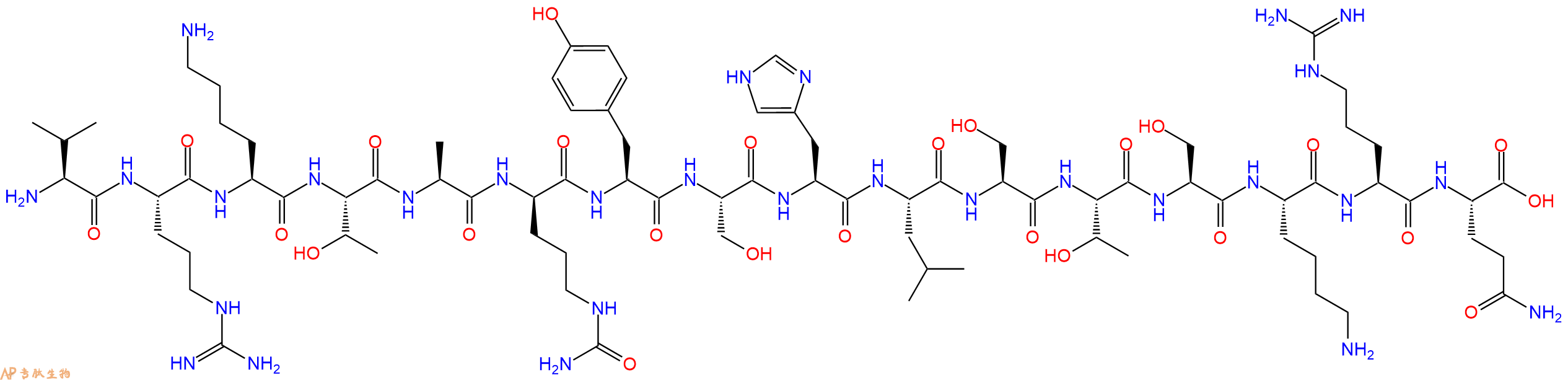 专肽生物产品H2N-Val-Arg-Lys-Thr-Ala-DCit-Tyr-Ser-His-Leu-Ser-T