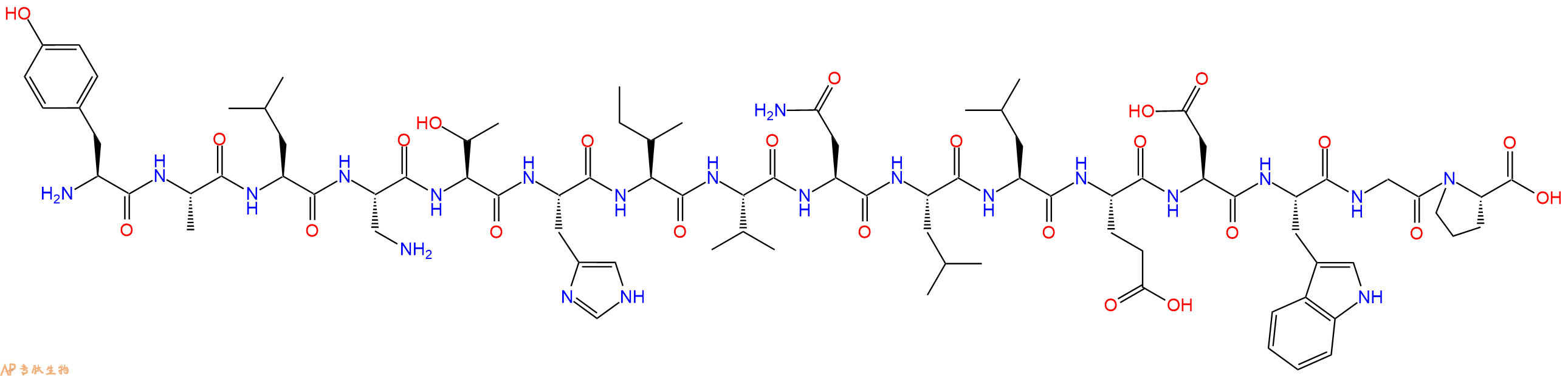 专肽生物产品H2N-Tyr-Ala-Leu-Dap-Thr-His-Ile-Val-Asn-Leu-Leu-Gl