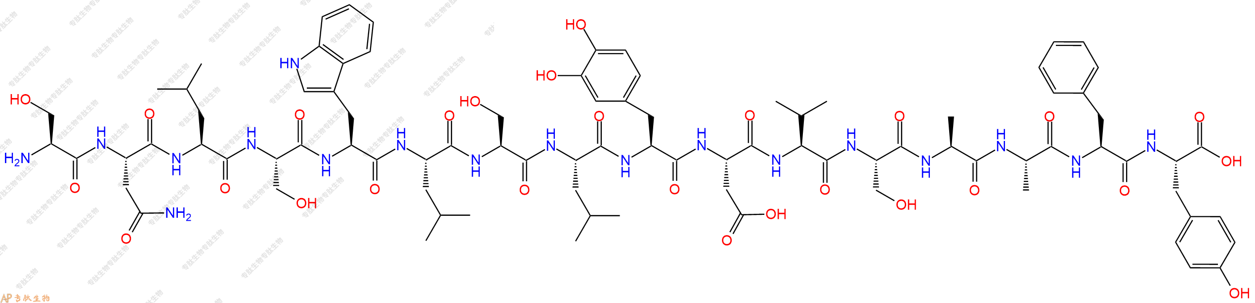 专肽生物产品H2N-Ser-Asn-Leu-Ser-Trp-Leu-Ser-Leu-DOPA-Asp-Val-S