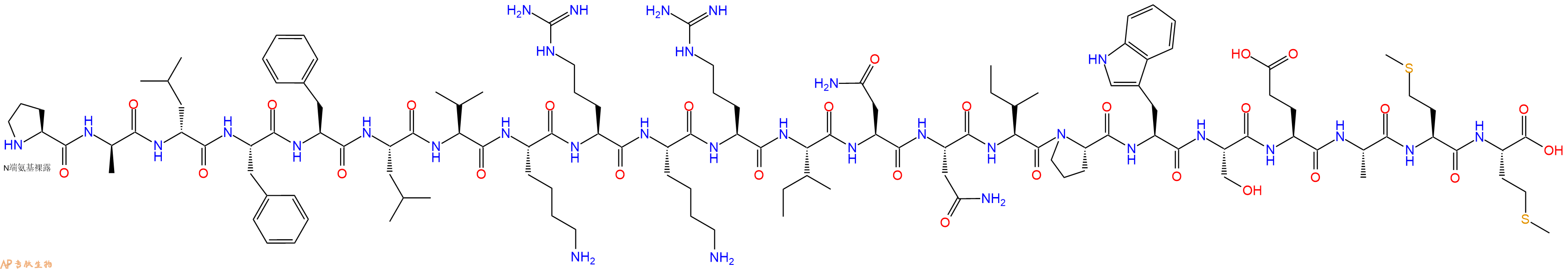 专肽生物产品H2N-Pro-DAla-DLeu-Phe-Phe-Leu-Val-Lys-Arg-Lys-Arg-