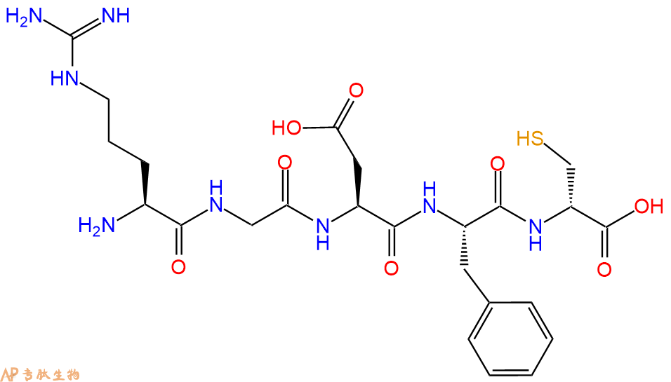 专肽生物产品H2N-Arg-Gly-Asp-Phe-DCys-COOH