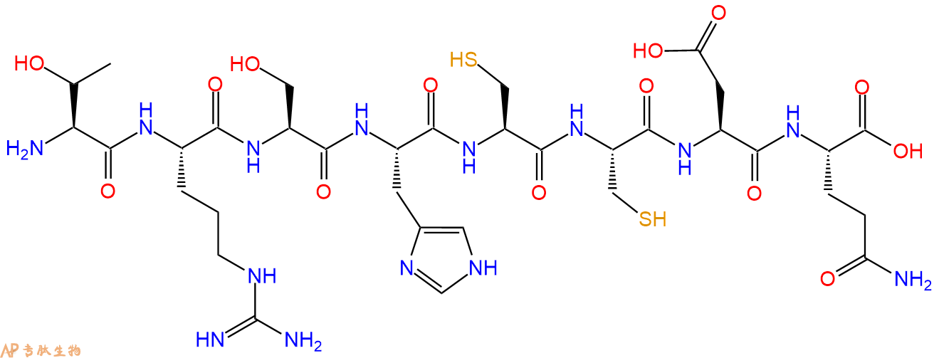 专肽生物产品H2N-Thr-Arg-Ser-His-Cys-Cys-Asp-Gln-COOH