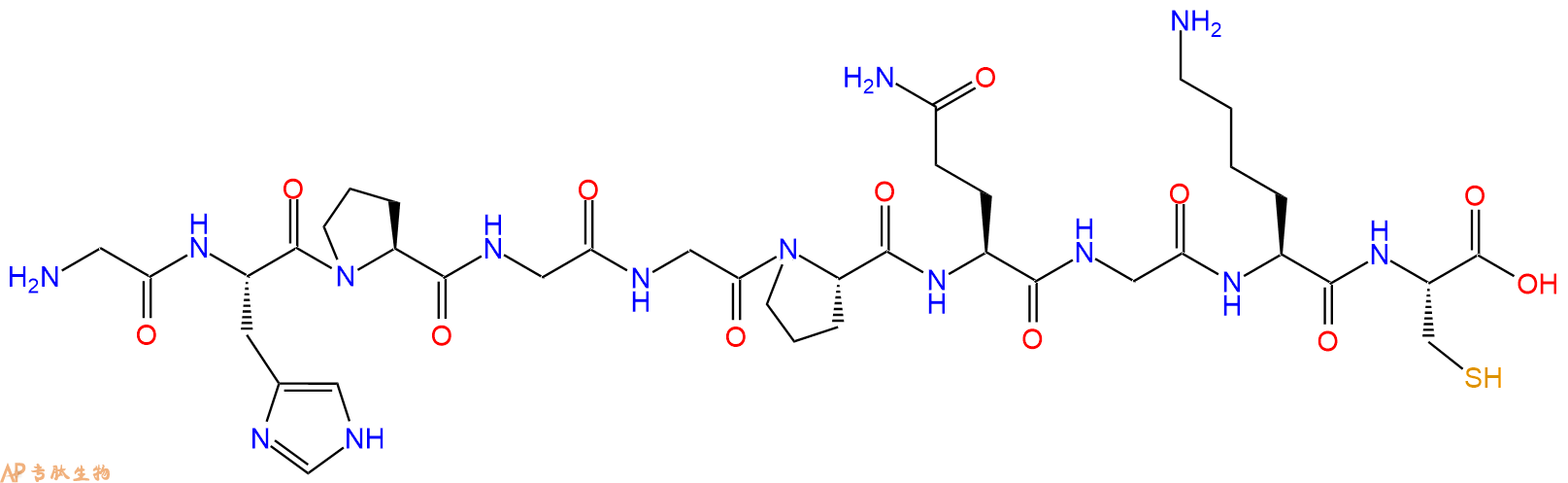 专肽生物产品H2N-Gly-His-Pro-Gly-Gly-Pro-Gln-Gly-Lys-Cys-COOH