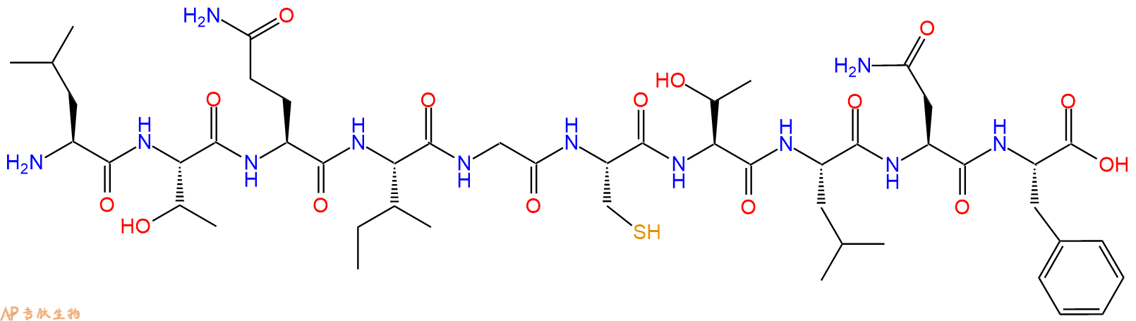 专肽生物产品H2N-Leu-Thr-Gln-Ile-Gly-Cys-Thr-Leu-Asn-Phe-COOH