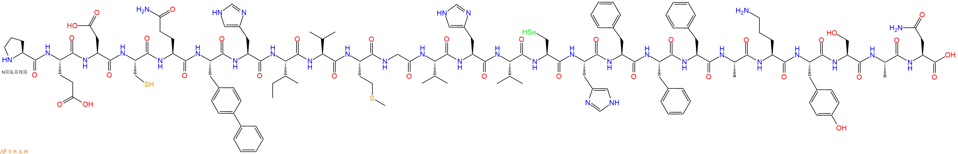 专肽生物产品H2N-Pro-Glu-Asp-Cys-Gln-Bip-His-Ile-Val-Met-Gly-Va