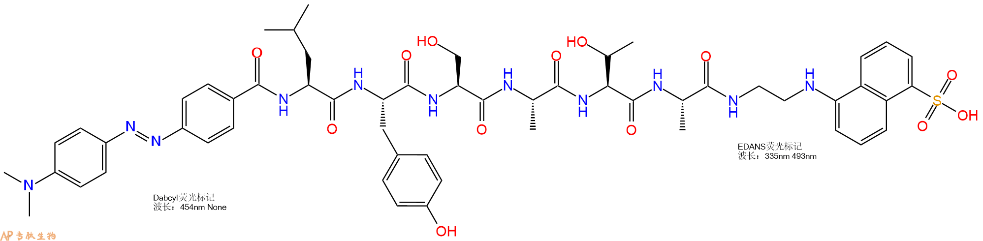 专肽生物产品DABCYL-Leu-Tyr-Ser-Ala-Thr-Ala-EDANS