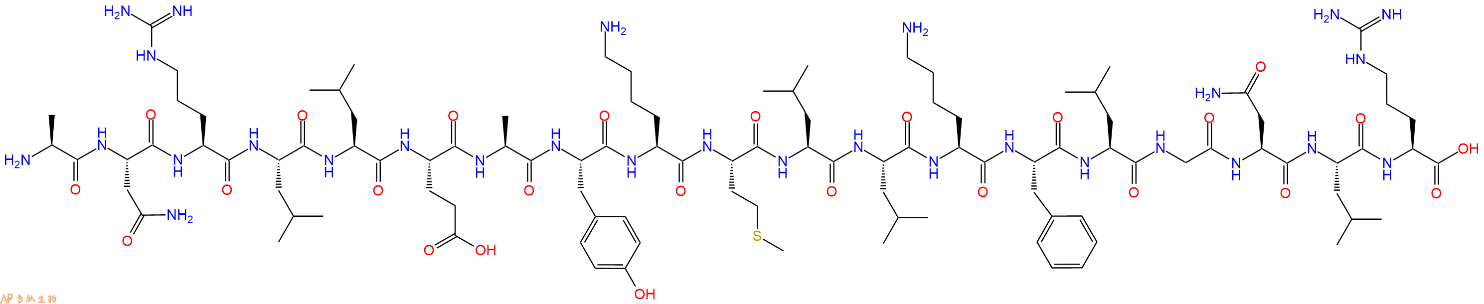 专肽生物产品H2N-Ala-Asn-Arg-Leu-Leu-Glu-Ala-Tyr-Lys-Met-Leu-Le