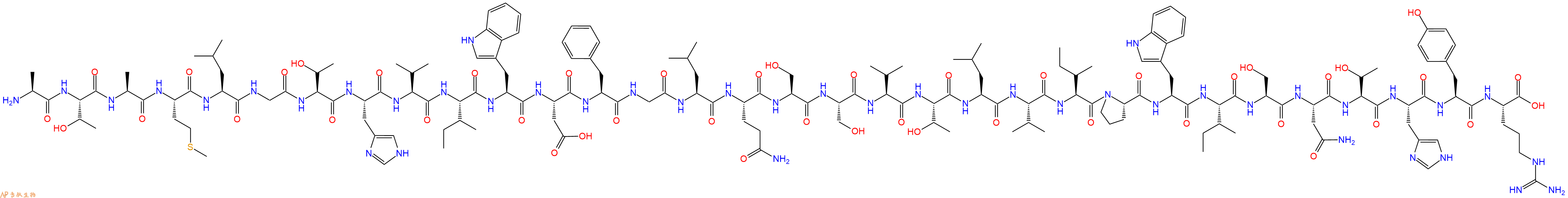 专肽生物产品H2N-Ala-Thr-Ala-Met-Leu-Gly-Thr-His-Val-Ile-Trp-As