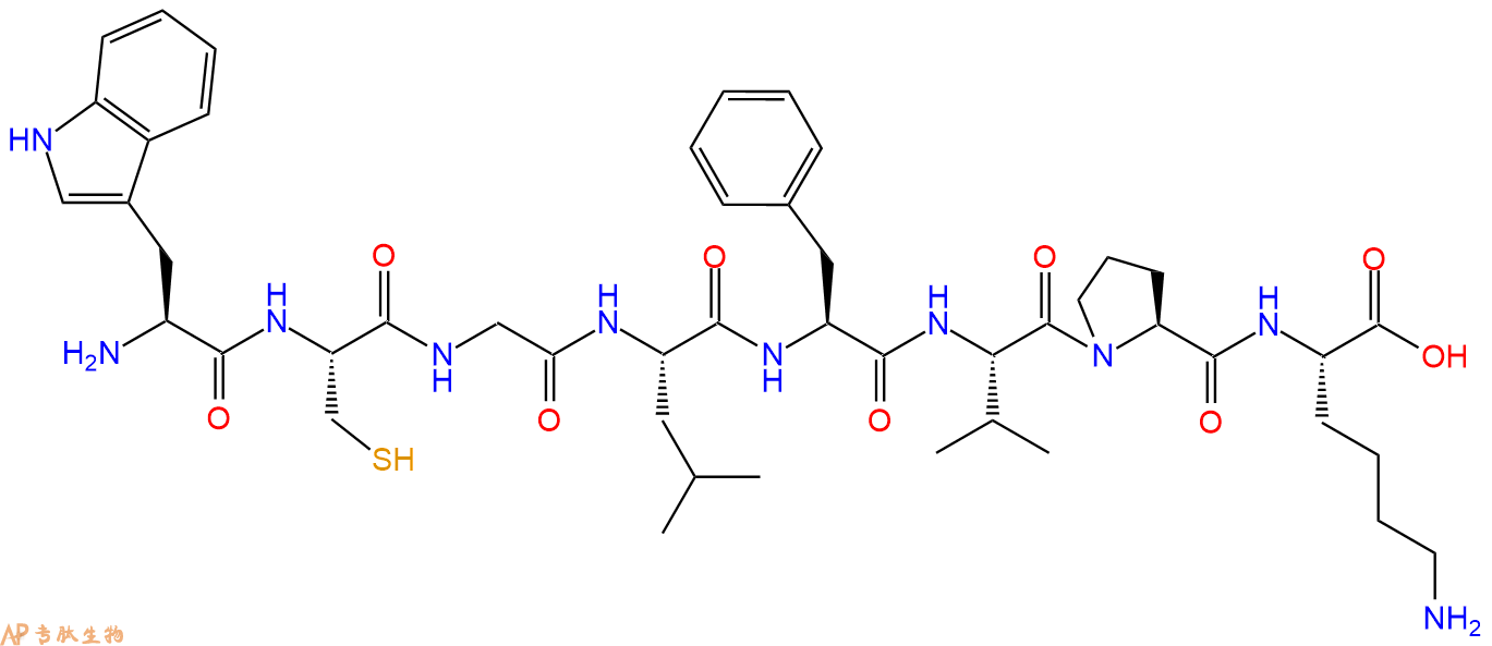 专肽生物产品H2N-Trp-Cys-Gly-Leu-Phe-Val-Pro-Lys-COOH