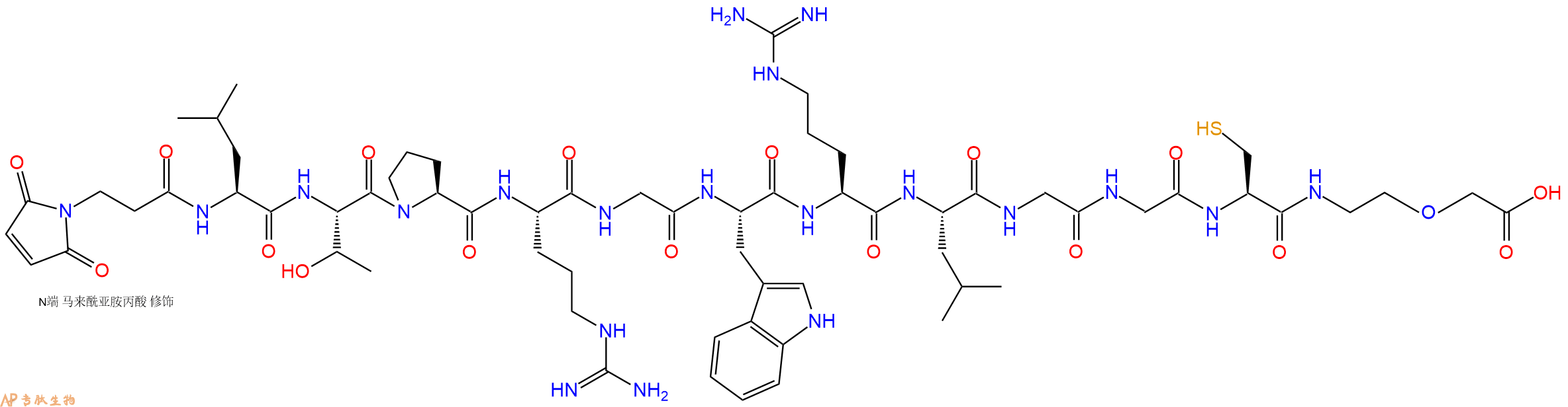 专肽生物产品3Mal-Leu-Thr-Pro-Arg-Gly-Trp-Arg-Leu-Gly-Gly-Cys-P