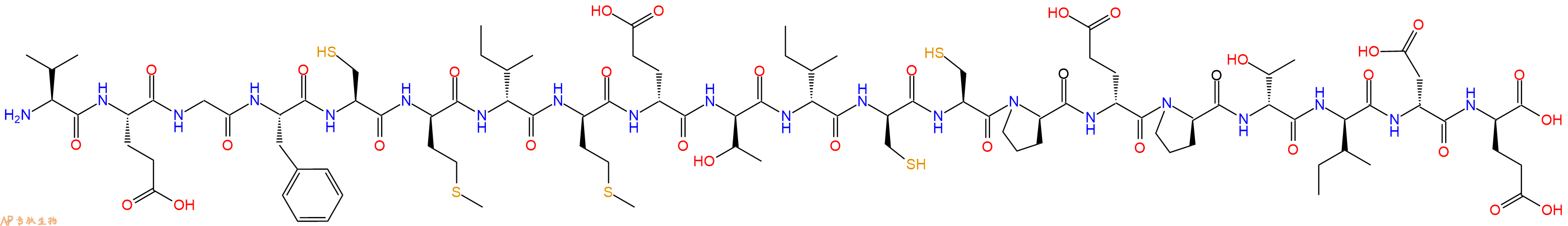 专肽生物产品H2N-Val-Glu-Gly-Phe-Cys-DMet-DIle-DMet-DGlu-DThr-D