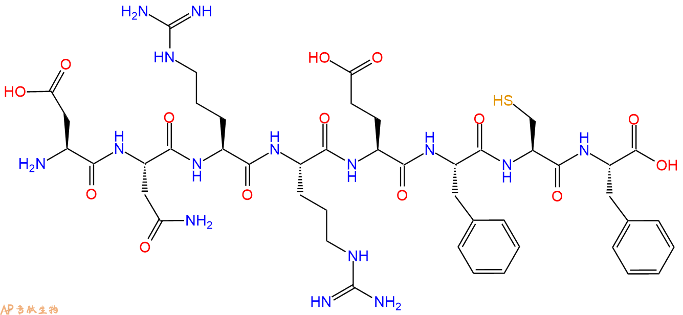 专肽生物产品H2N-Asp-Asn-Arg-Arg-Glu-Phe-Cys-Phe-COOH