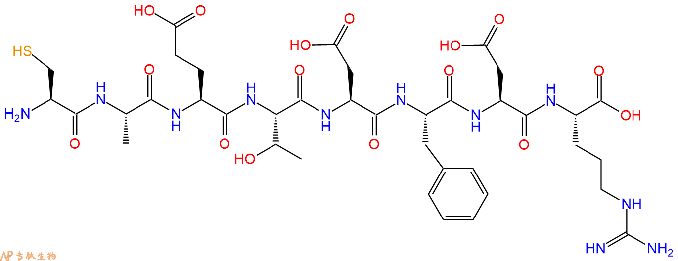 专肽生物产品H2N-Cys-Ala-Glu-Thr-Asp-Phe-Asp-Arg-COOH