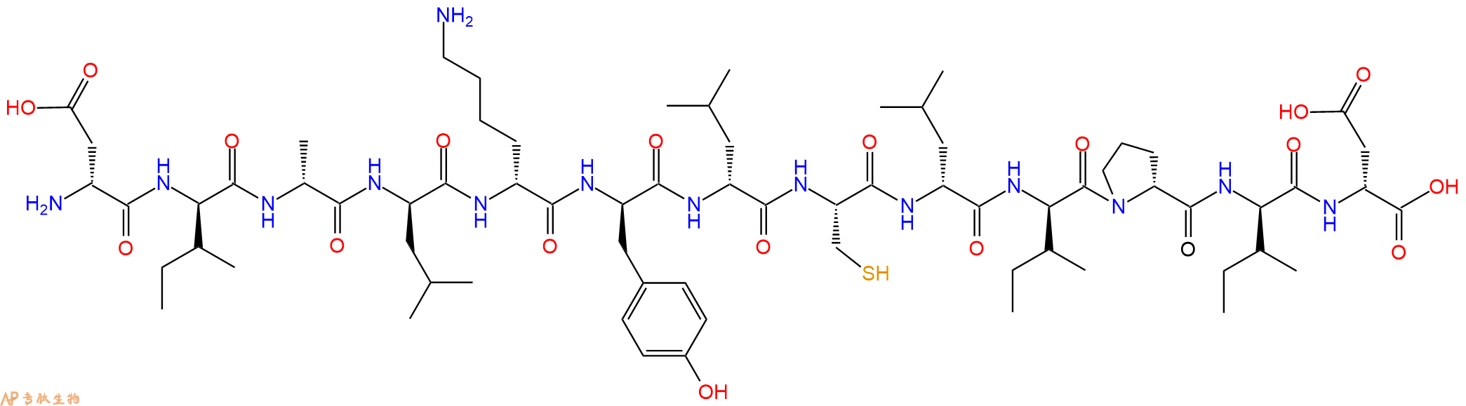 专肽生物产品H2N-DAsp-DIle-DAla-DLeu-DLys-DTyr-DLeu-Cys-DLeu-DI