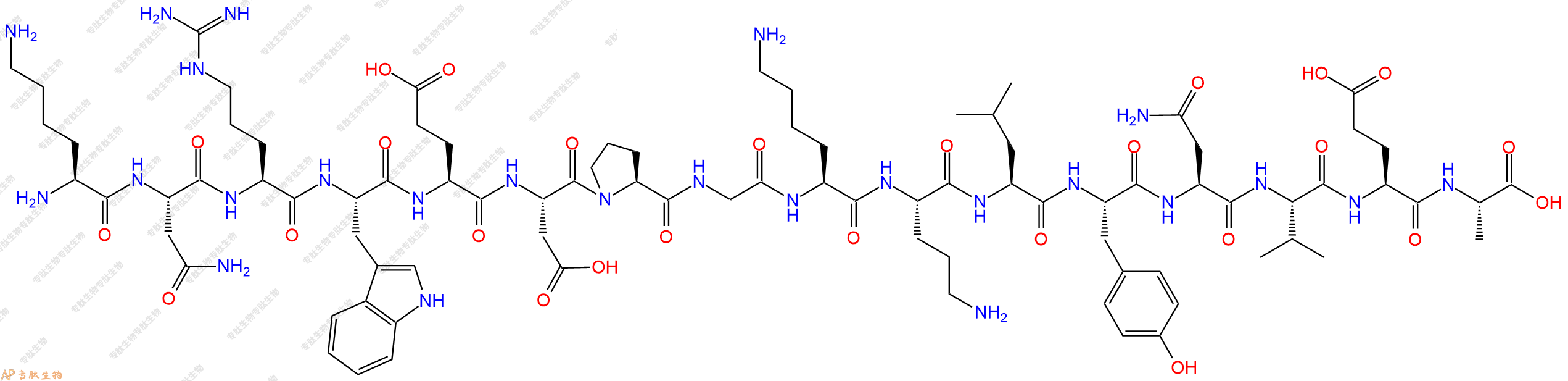 专肽生物产品H2N-Lys-Asn-Arg-Trp-Glu-Asp-Pro-Gly-Lys-Orn-Leu-Ty