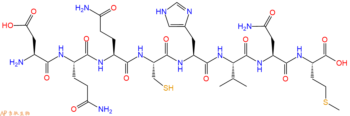 专肽生物产品H2N-Asp-Gln-Gln-Cys-His-Val-Asn-Met-COOH