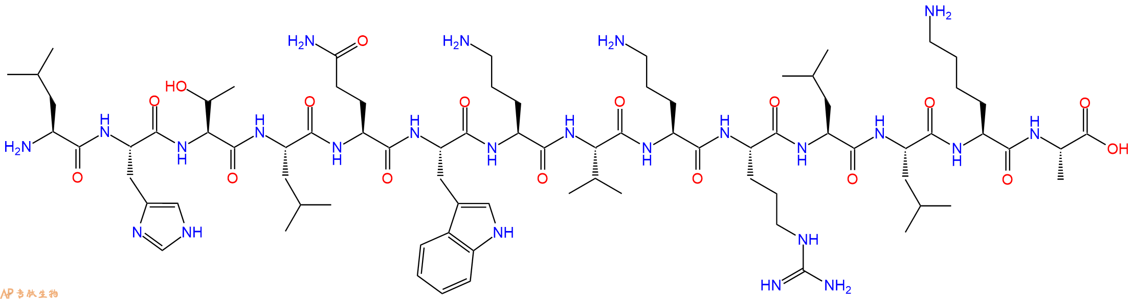 专肽生物产品H2N-Leu-His-Thr-Leu-Gln-Trp-Orn-Val-Orn-Arg-Leu-Le