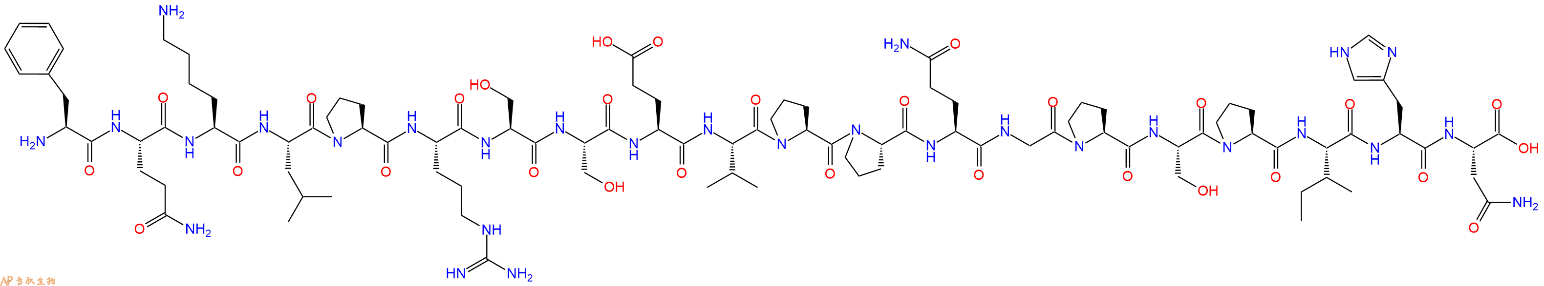 专肽生物产品H2N-Phe-Gln-Lys-Leu-Pro-Arg-Ser-Ser-Glu-Val-Pro-Pr