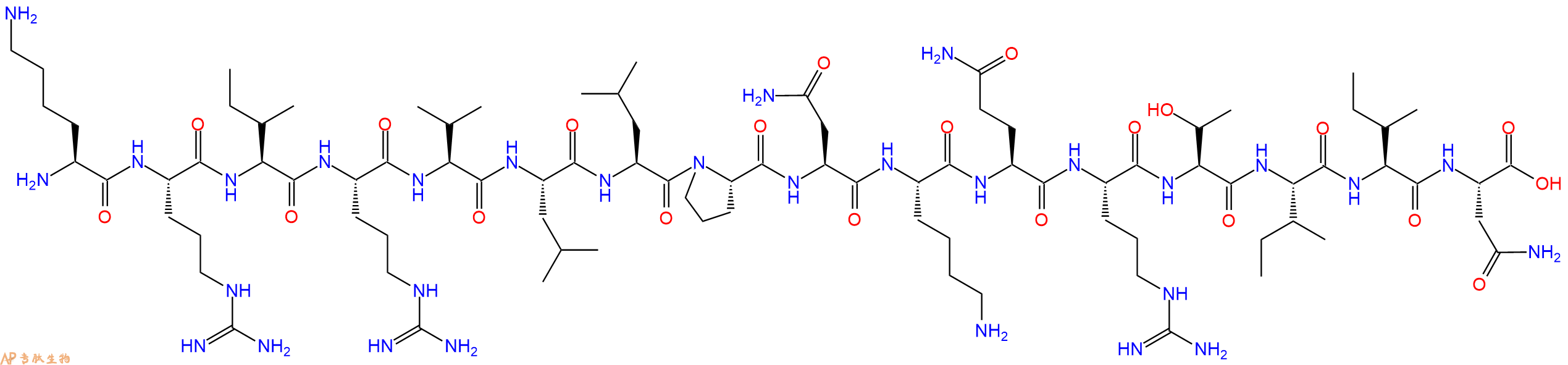 专肽生物产品H2N-Lys-Arg-Ile-Arg-Val-Leu-Leu-Pro-Asn-Lys-Gln-Ar