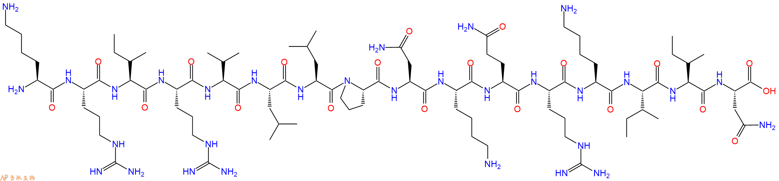 专肽生物产品H2N-Lys-Arg-Ile-Arg-Val-Leu-Leu-Pro-Asn-Lys-Gln-Ar