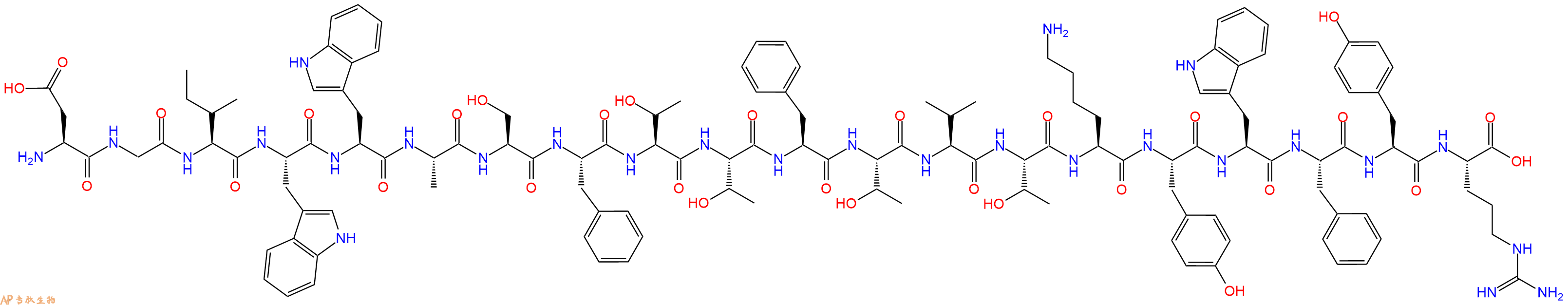 专肽生物产品H2N-Asp-Gly-Ile-Trp-Trp-Ala-Ser-Phe-Thr-Thr-Phe-Th