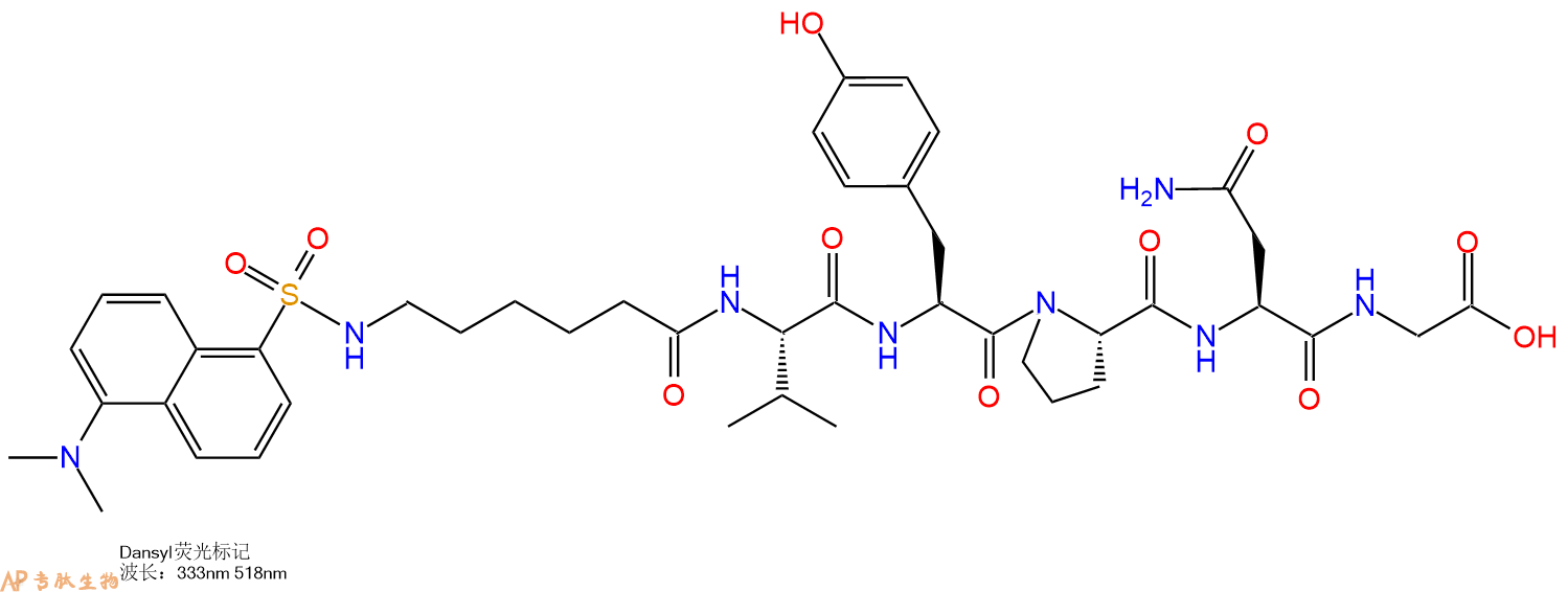 专肽生物产品Dansyl-Ahx-Val-Tyr-Pro-Asn-Gly-COOH