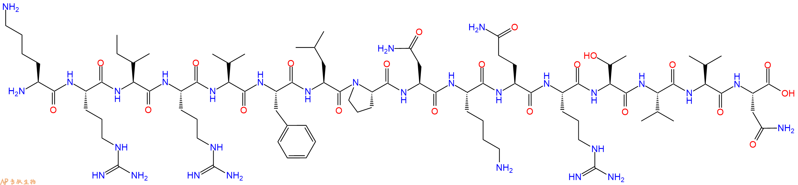 专肽生物产品H2N-Lys-Arg-Ile-Arg-Val-Phe-Leu-Pro-Asn-Lys-Gln-Ar