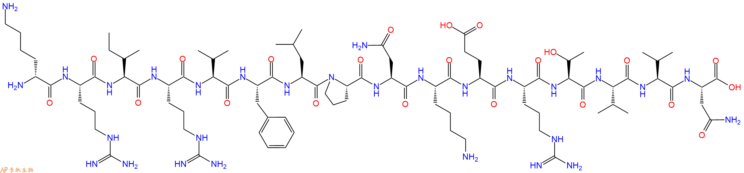 专肽生物产品H2N-DLys-Arg-Ile-Arg-Val-Phe-Leu-Pro-Asn-Lys-Glu-A