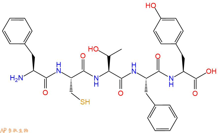 专肽生物产品H2N-Phe-Cys-Thr-Phe-Tyr-COOH