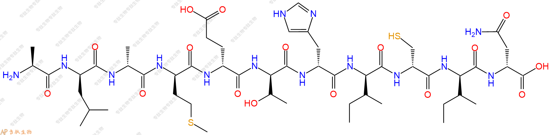 专肽生物产品H2N-Ala-DLeu-DAla-DMet-DGlu-DThr-DHis-DIle-DCys-DI