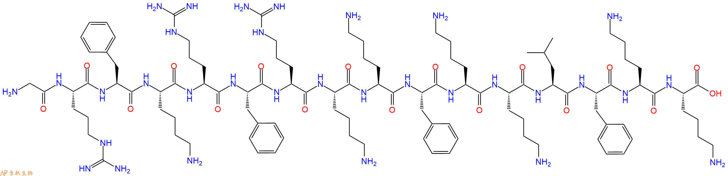 专肽生物产品H2N-Gly-Arg-Phe-Lys-Arg-Phe-Arg-Lys-Lys-Phe-Lys-Lys-Leu-Phe-Lys-Lys-COOH