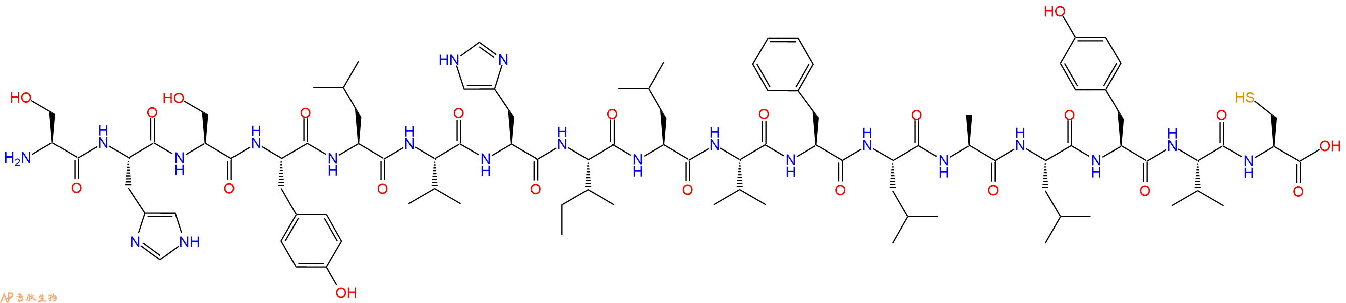 专肽生物产品H2N-Ser-His-Ser-Tyr-Leu-Val-His-Ile-Leu-Val-Phe-Leu-Ala-Leu-Tyr-Val-Cys-COOH