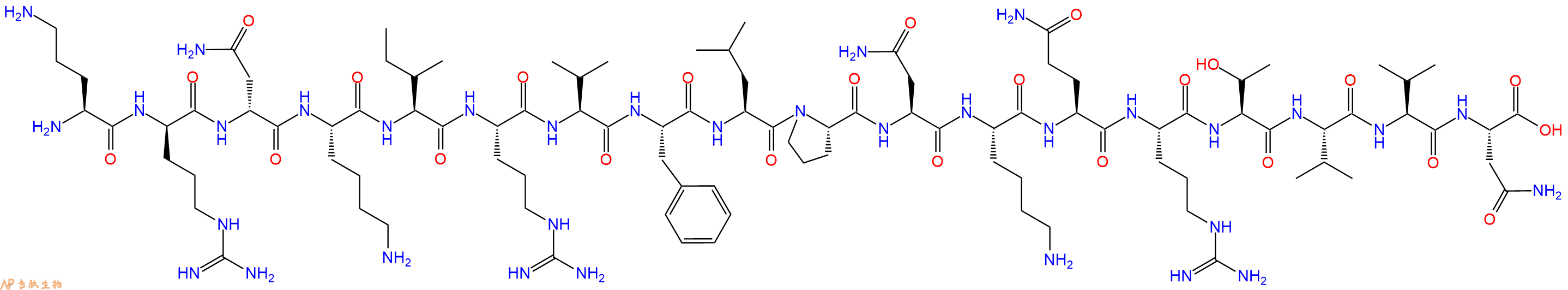 专肽生物产品H2N-Orn-DArg-DAsn-Lys-Ile-Arg-Val-Phe-Leu-Pro-Asn-Lys-Gln-Arg-Thr-Val-Val-Asn-COOH