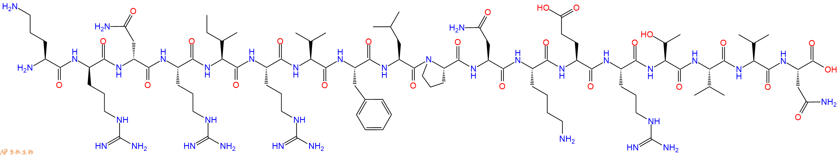 专肽生物产品H2N-Orn-DArg-DAsn-Arg-Ile-Arg-Val-Phe-Leu-Pro-Asn-Lys-Glu-Arg-Thr-Val-Val-Asn-COOH