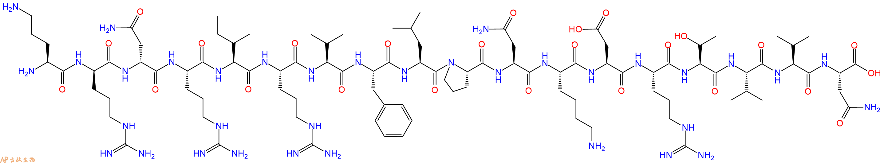 专肽生物产品H2N-Orn-DArg-DAsn-Arg-Ile-Arg-Val-Phe-Leu-Pro-Asn-Lys-Asp-Arg-Thr-Val-Val-Asn-COOH