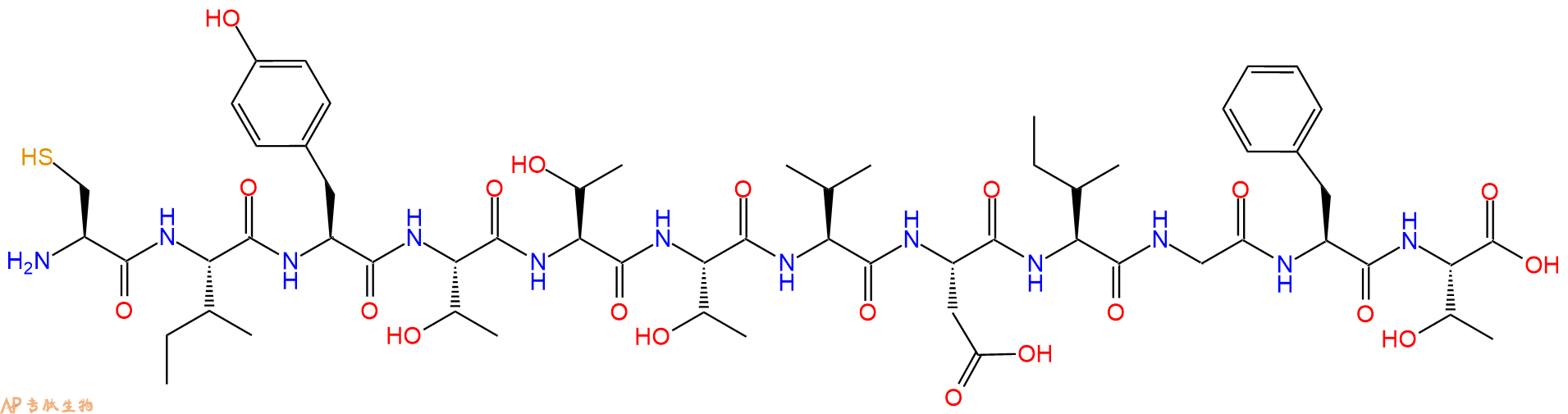 专肽生物产品H2N-Cys-Ile-Tyr-Thr-Thr-Thr-Val-Asp-Ile-Gly-Phe-Thr-COOH