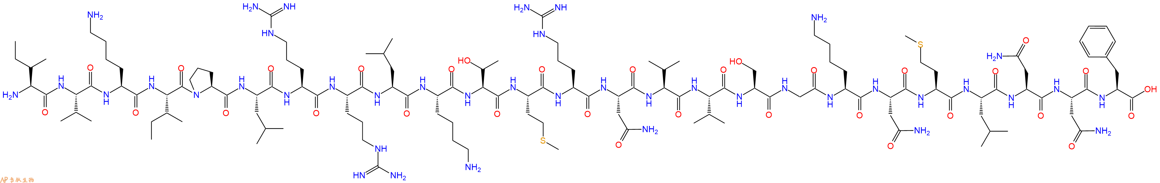 专肽生物产品H2N-Ile-Val-Lys-Ile-Pro-Leu-Arg-Arg-Leu-Lys-Thr-Met-Arg-Asn-Val-Val-Ser-Gly-Lys-Asn-Met-Leu-Asn-Asn-Phe-COOH