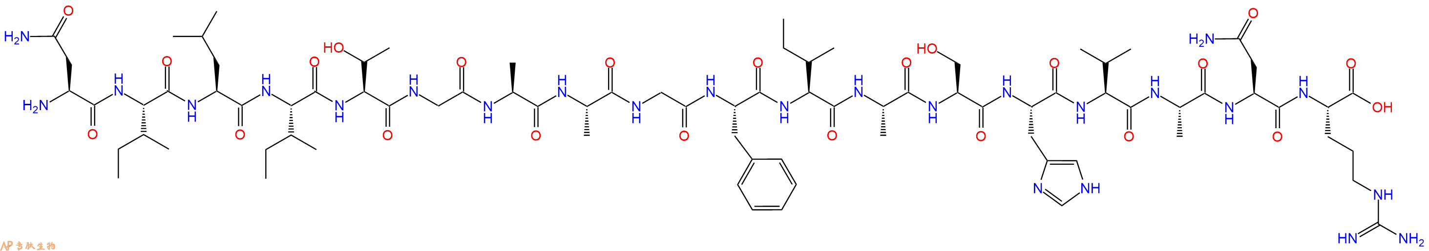 专肽生物产品H2N-Asn-Ile-Leu-Ile-Thr-Gly-Ala-Ala-Gly-Phe-Ile-Ala-Ser-His-Val-Ala-Asn-Arg-COOH