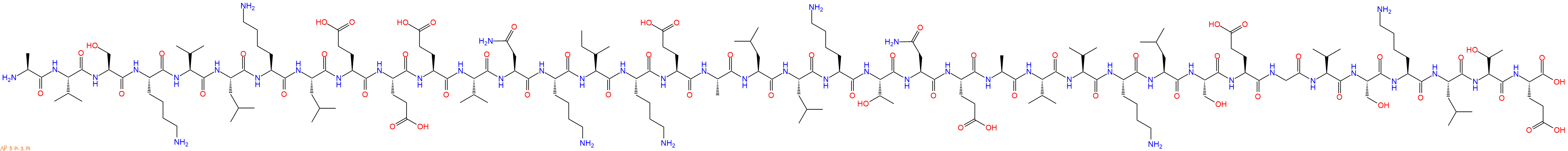 专肽生物产品H2N-Ala-Val-Ser-Lys-Val-Leu-Lys-Leu-Glu-Glu-Glu-Val-Asn-Lys-Ile-Lys-Glu-Ala-Leu-Leu-Lys-Thr-Asn-Glu-Ala-Val-Val-Lys-Leu-Ser-Glu-Gly-Val-Ser-Lys-Leu-Thr-Glu-COOH