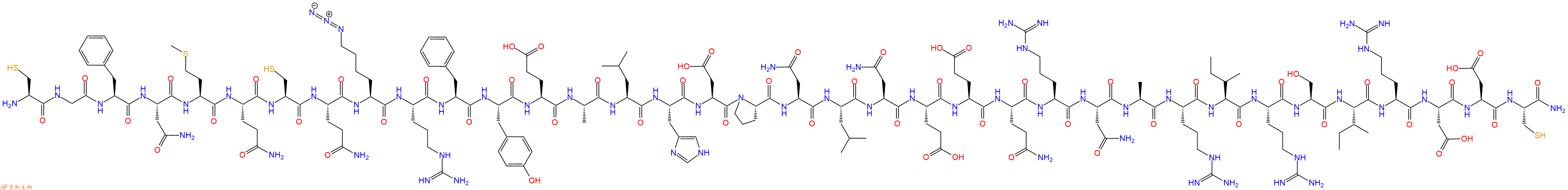 专肽生物产品H2N-Cys-Gly-Phe-Asn-Met-Gln-Cys-Gln-Lys(N3)-Arg-Phe-Tyr-Glu-Ala-Leu-His-Asp-Pro-Asn-Leu-Asn-Glu-Glu-Gln-Arg-Asn-Ala-Arg-Ile-Arg-Ser-Ile-Arg-Asp-Asp-Cys-NH2