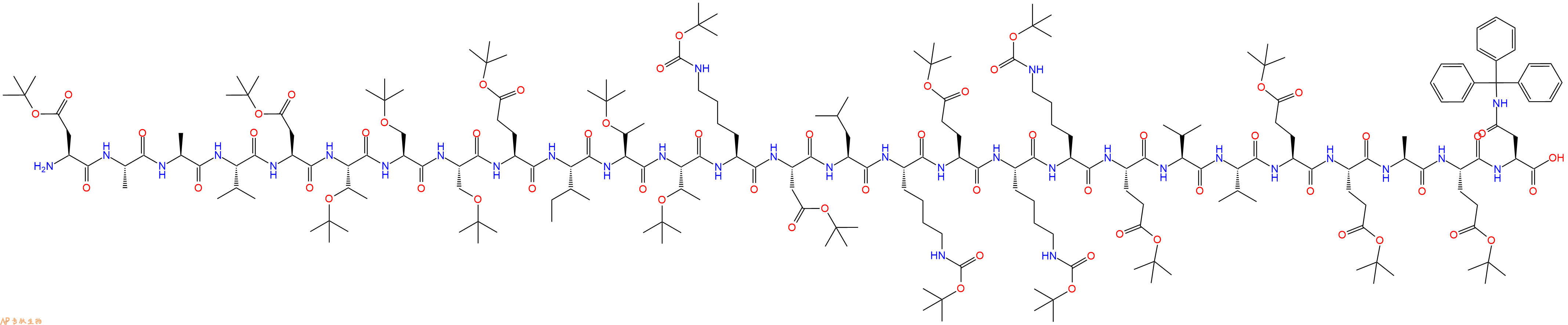 专肽生物产品H2N-Asp(OtBu)-Ala-Ala-Val-Asp(OtBu)-Thr(tBu)-Ser(tBu)-Ser(tBu)-Glu(OtBu)-Ile-Thr(tBu)-Thr(tBu)-Lys(Boc)-Asp(OtBu)-Leu-Lys(Boc)-Glu(OtBu)-Lys(Boc)-Lys(Boc)-Glu(OtBu)-Val-Val-Glu(OtBu)-Glu(OtBu)-Ala-Glu(OtBu)-Asn(Trt)-COOH