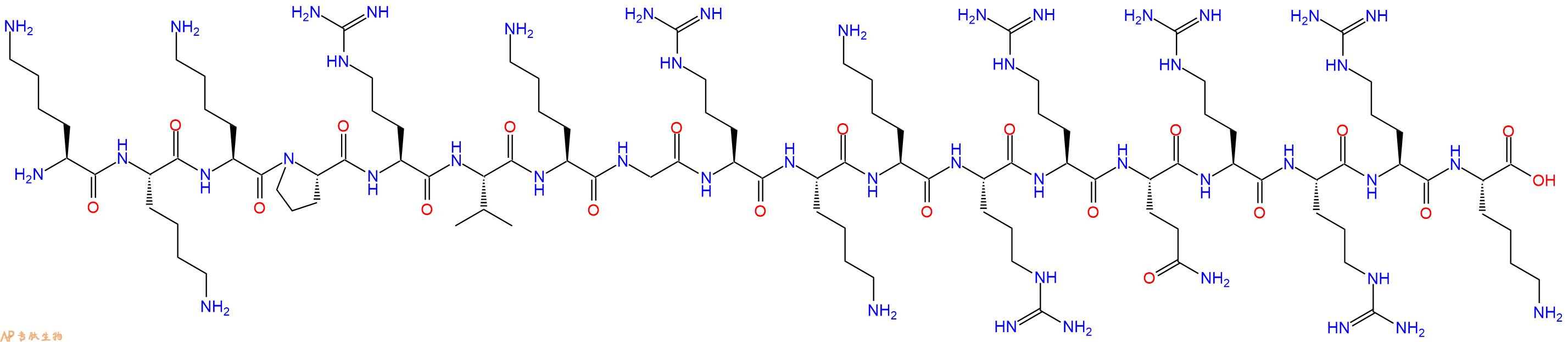专肽生物产品H2N-Lys-Lys-Lys-Pro-Arg-Val-Lys-Gly-Arg-Lys-Lys-Arg-Arg-Gln-Arg-Arg-Arg-Lys-COOH
